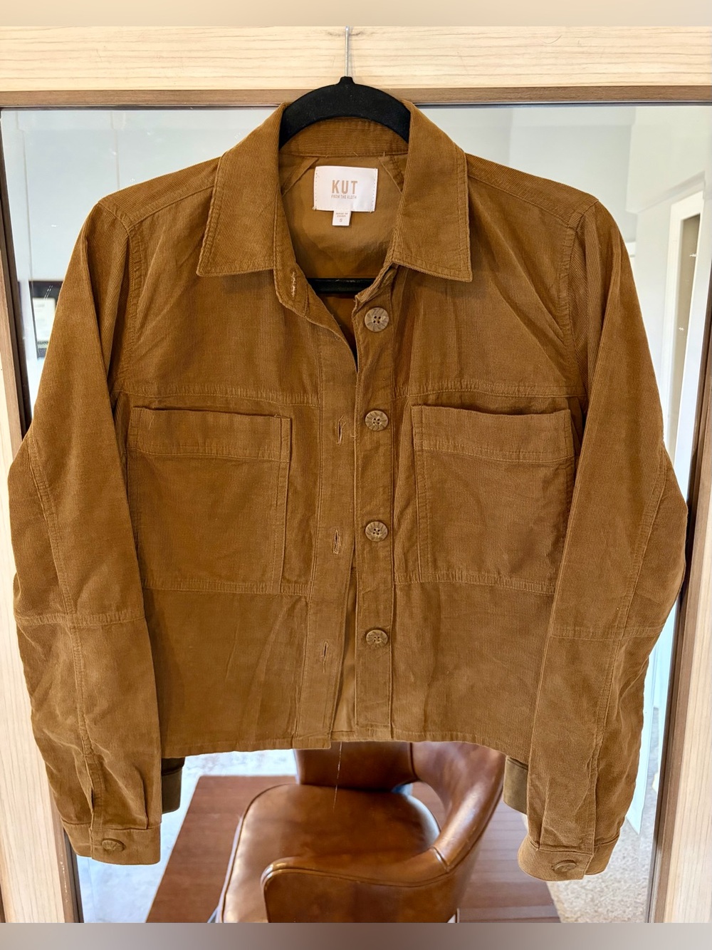 KUT from the Kloth Maddie Faux Suede Trucker Jacket in Camel Nordstroms sz Small